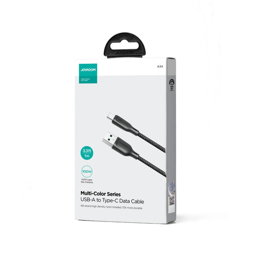 Kabel za podatke i punjenje USB-A - USB-C Joyroom Multi-Color S-A34, 100W, 1m, Crni