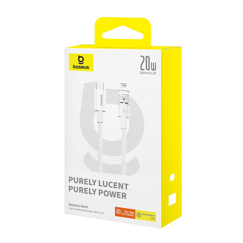 Kabel za prijenos podataka i punjenje USB-C - Lightning Baseus Gem, 20W, 1m, Bijeli P10373001211-00