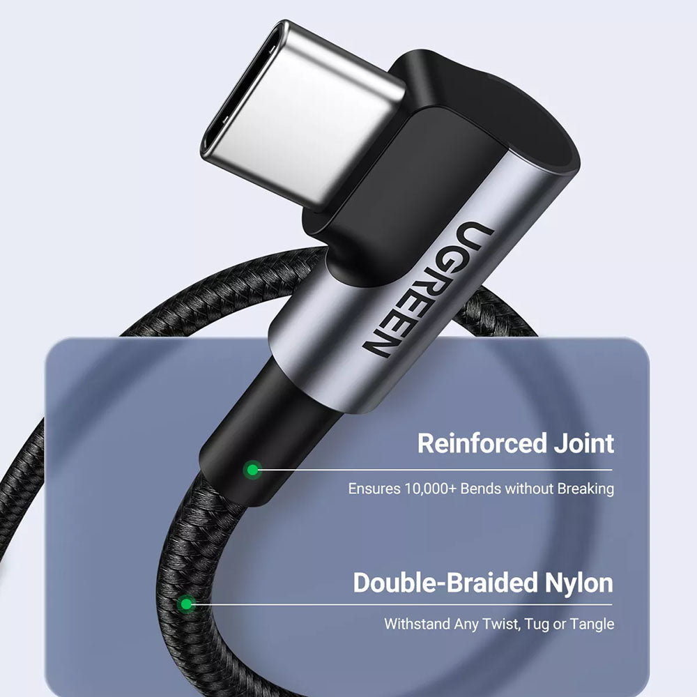 Kabel za podatke i punjenje USB-C - USB-C UGREEN US335 Angled, 100W, 2m, Crni