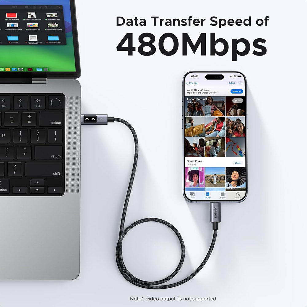 Kabel za podatke i punjenje USB-C - USB-C UGREEN L509, 100W, 1m, Sivi