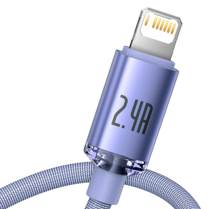 Kabel za podatke i punjenje USB-A - Lightning Baseus Crystal Shine Series, 18W, 2m, Ljubičasti CAJY000105