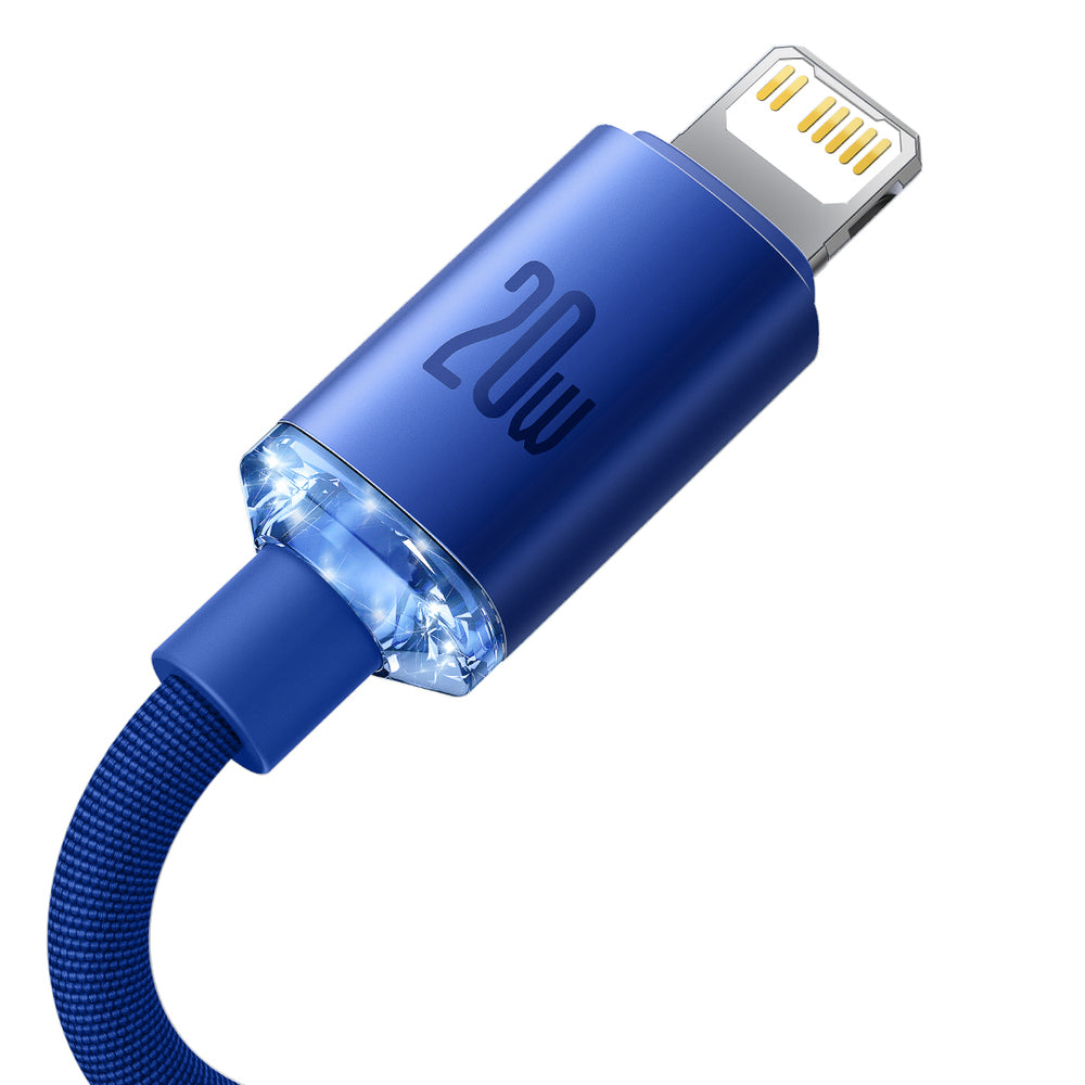 Kabel za podatke i punjenje USB-C - Lightning Baseus Crystal Shine Series, 20W, 1.2m, Plavi CAJY000203
