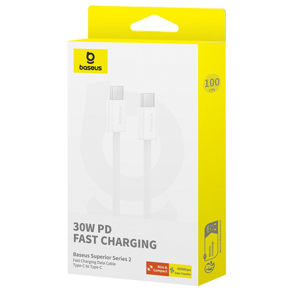 Kabel za podatke i punjenje USB-C - USB-C Baseus Superior Series 2, 30W, 2m, Bijeli P10365200211-01