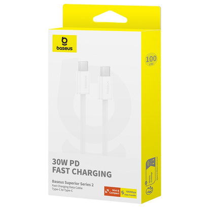 Kabel za podatke i punjenje USB-C - USB-C Baseus Superior Series 2, 30W, 2m, Bijeli P10365200211-01