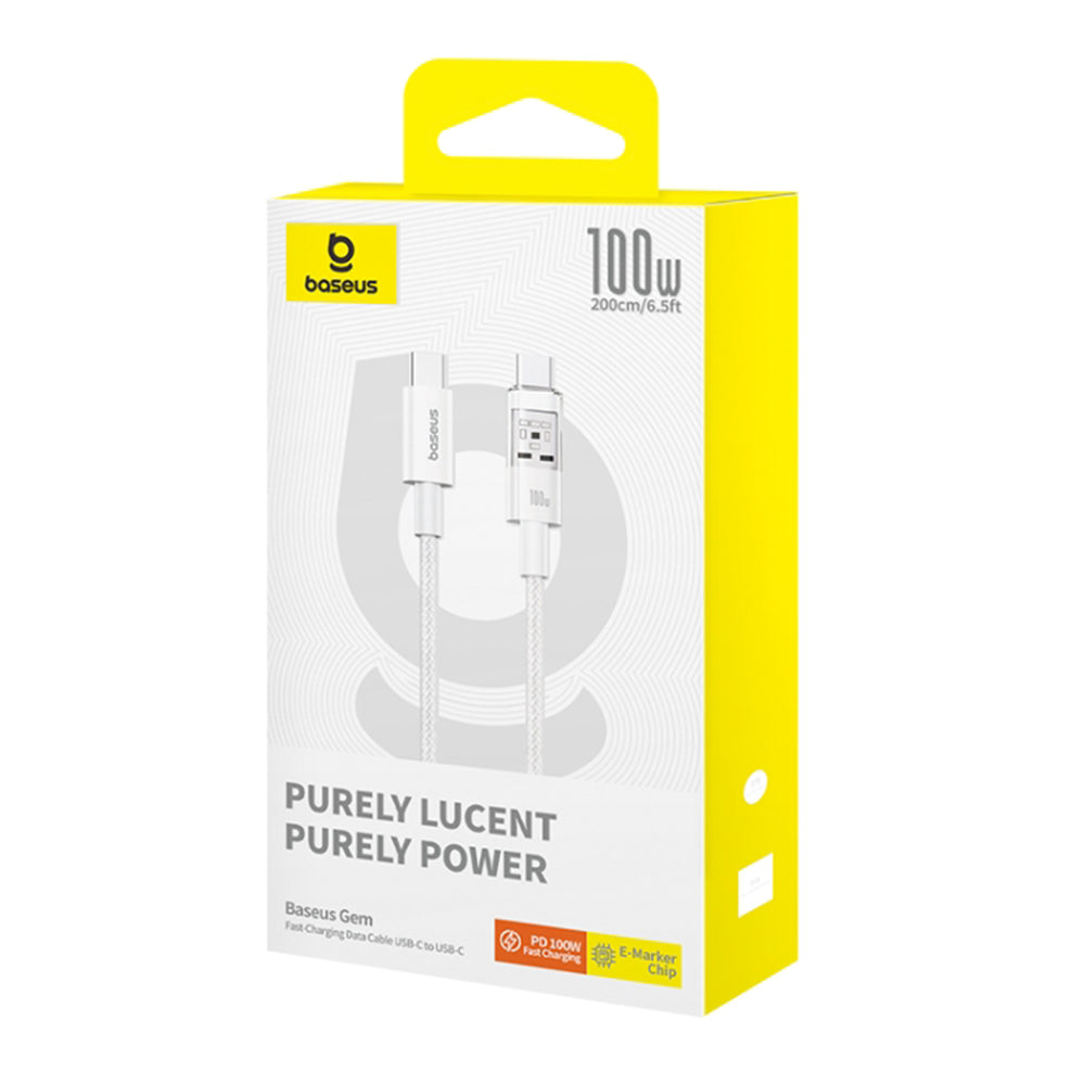 Kabel za prijenos podataka i punjenje USB-C - USB-C Baseus Gem, 100W, 2m, Bijeli P10373000211-01