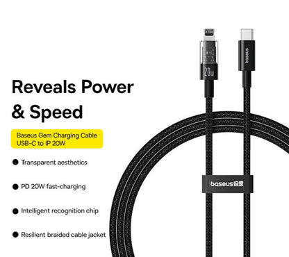 Kabel za podatke i punjenje USB-C - Lightning Baseus Gem, 20W, 2m, Crni P10373001111-01