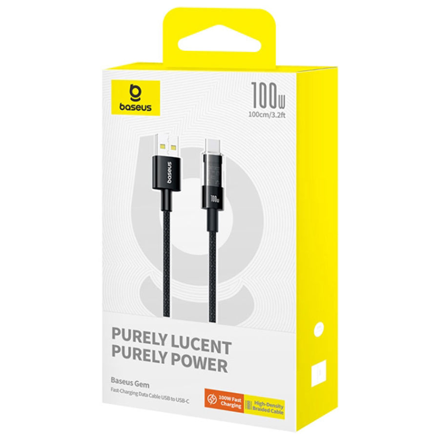 Kabel za prijenos podataka i punjenje USB-A - USB-C Baseus Gem, 100W, 1m, Crni P10373002111-00