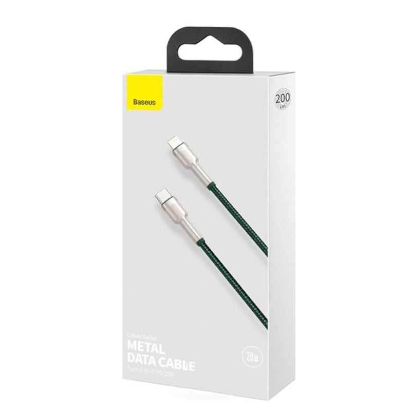 Kabel za podatke i punjenje USB-C - Lightning Baseus Cafule Metal Series, 20W, 2m, Zelen CATLJK-B06