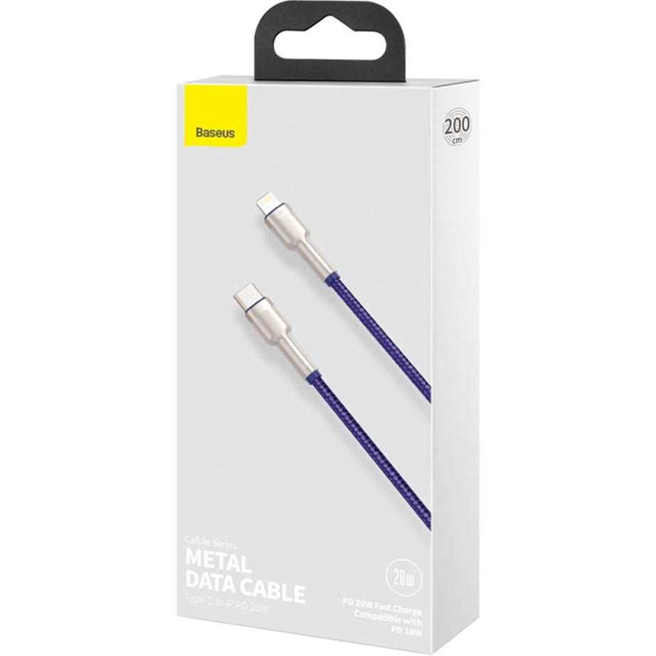 Kabel za podatke i punjenje USB-C - Lightning Baseus Cafule Metal Series, 20W, 2m, Ljubičasti CATLJK-B05
