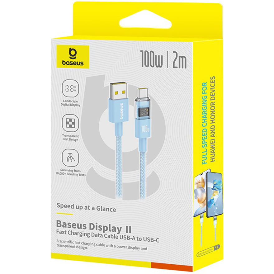 Kabel za podatke i punjenje USB-A - USB-C Baseus Display 2, 100W, 2m, Plavi P10382701311-01
