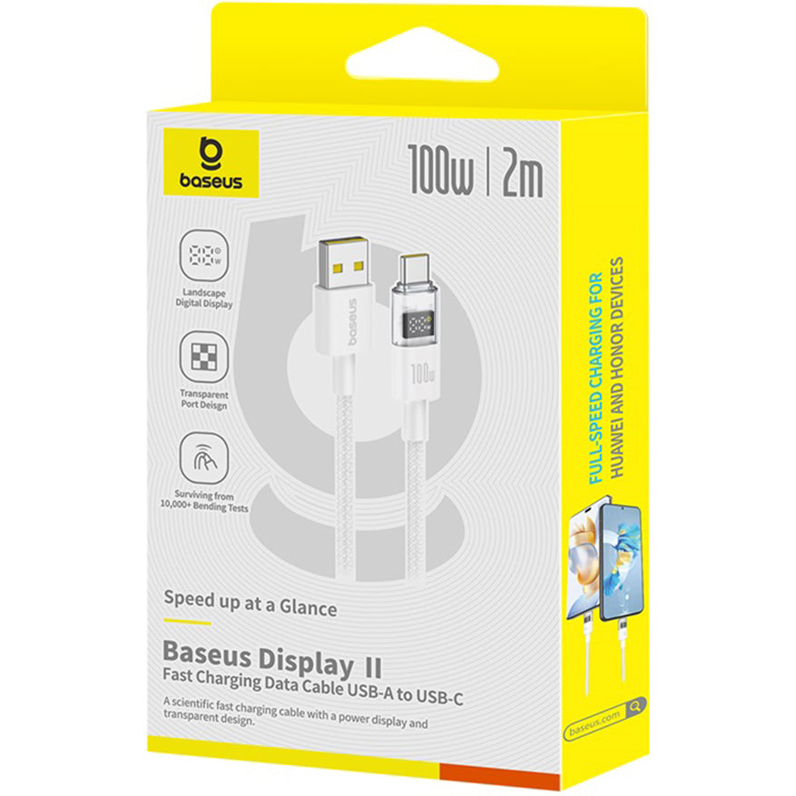 Kabel za podatke i punjenje USB-A - USB-C Baseus Display 2, 100W, 2m, Bijeli P10382701211-01