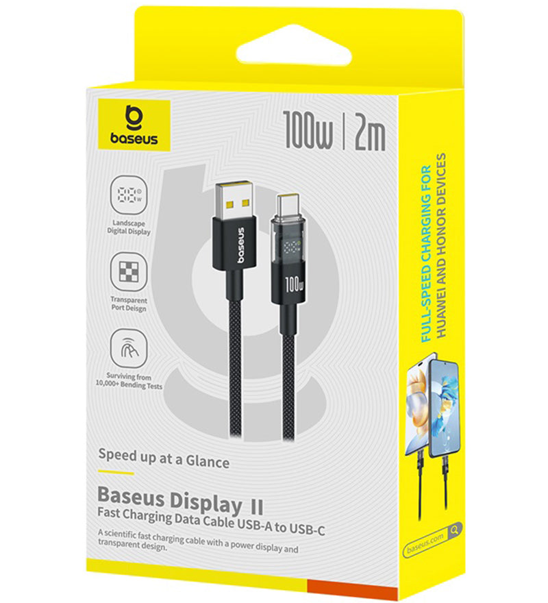Kabel za podatke i punjenje USB-A - USB-C Baseus Display 2, 100W, 2m, Crni P10382701111-00