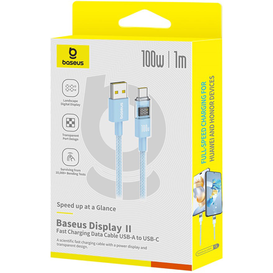 Kabel za podatke i punjenje USB-A - USB-C Baseus Display 2, 100W, 1m, Plavi P10382701311-00