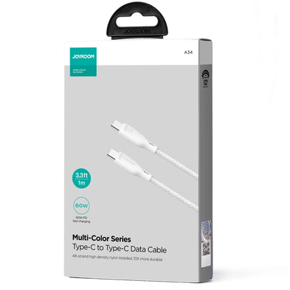 Kabel za podatke i punjenje USB-C - USB-C Joyroom Multi-Color S-A34, 60W, 1m, Bijeli