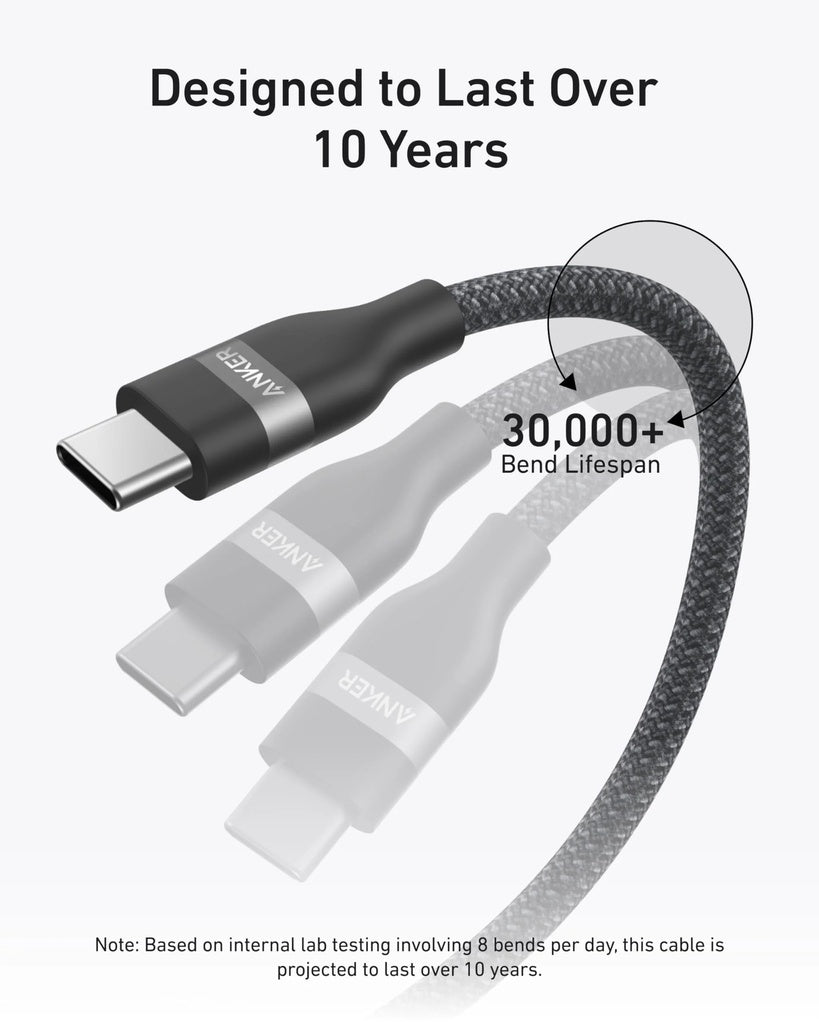 Kabel za prijenos podataka i punjenje USB-C - USB-C Anker, 240W, 0.9m, Crni A82E2H11