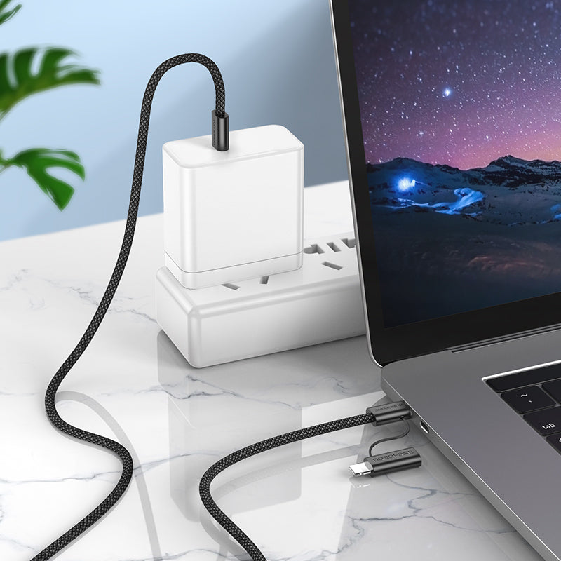 Kabel za prijenos podataka i punjenje USB-C - Lightning / USB-C Borofone BX104 Primo 2in1, 60W, 1m, Crni