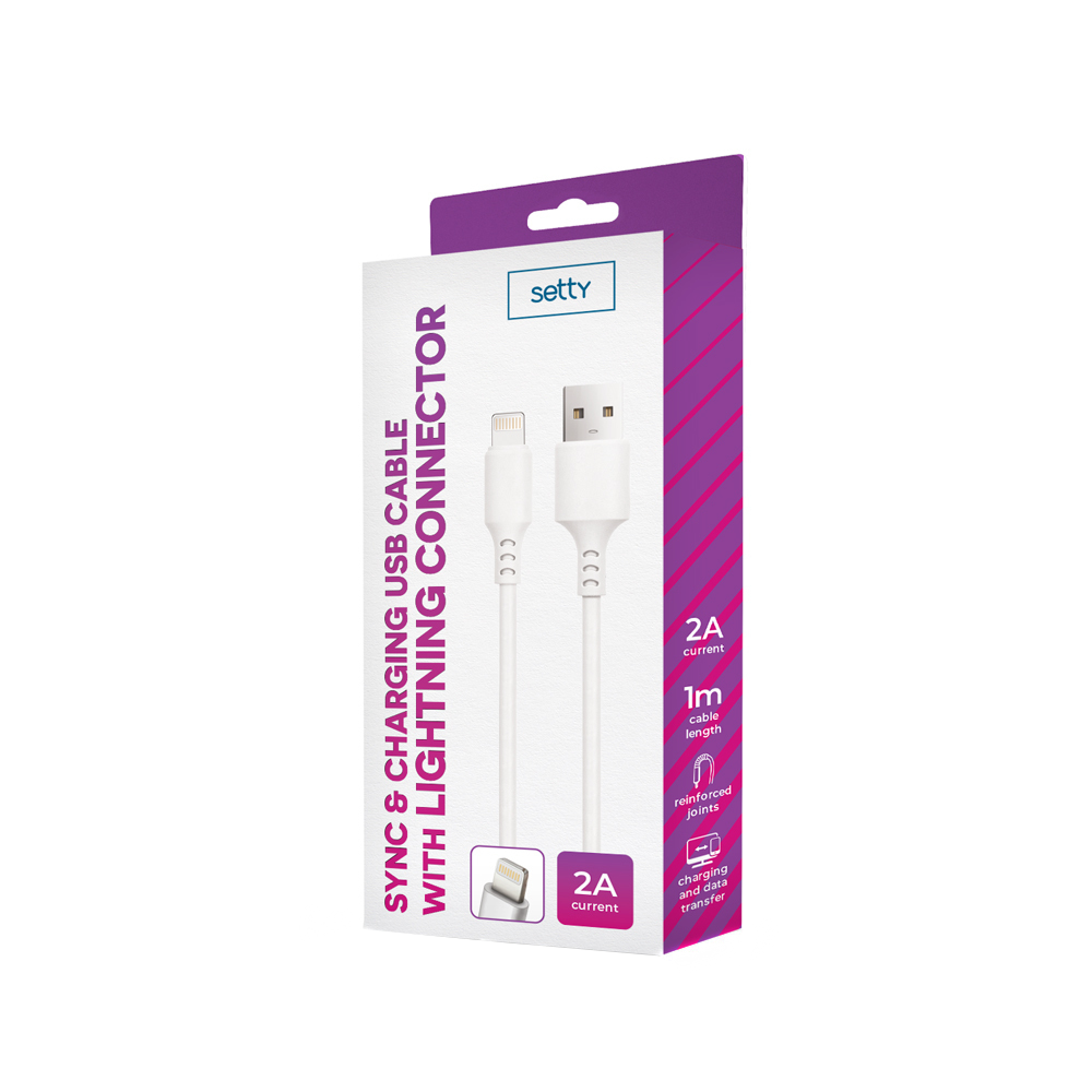 Kabel za podatke i punjenje USB-A - Lightning Setty, 18W, 1m, Bijeli