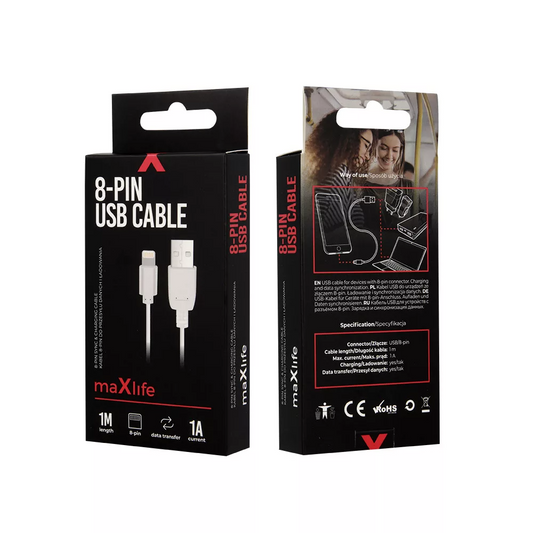 Kabel za podatke i punjenje USB-A - Lightning MaXlife, 5W, 1m, Bijeli