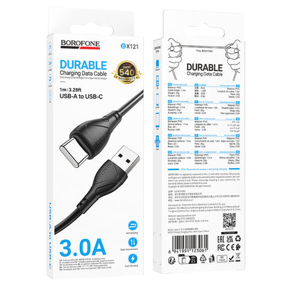 Kabel za podatke i punjenje USB-A - USB-C Borofone BX121 Energy, 18W, 1m, Crni