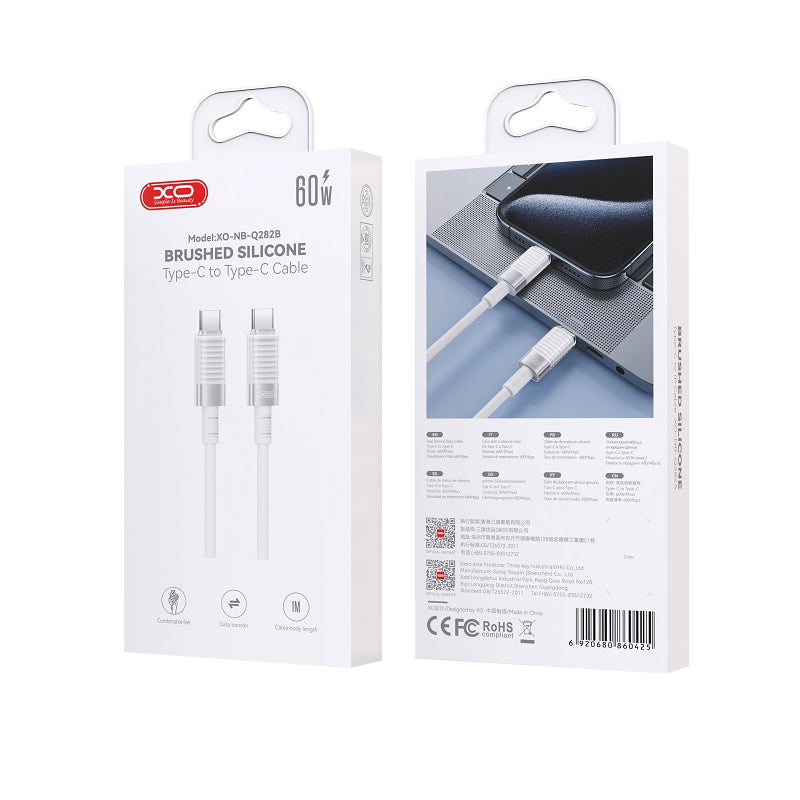 Kabel za prijenos podataka i punjenje USB-C - USB-C XO Design NB-Q282B, 60W, 1m, Bijeli
