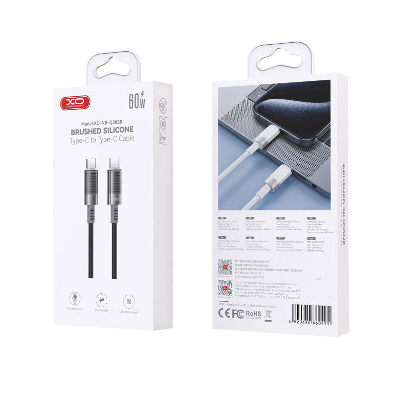 Kabel za prijenos podataka i punjenje USB-C - USB-C XO Design NB-Q282B, 60W, 1m, Crni
