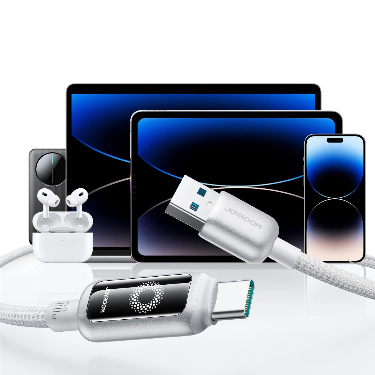 Kabel za podatke i punjenje USB-A - USB-C Joyroom S-A55 StarFlight Display, 66W, 1.2m, Bijeli