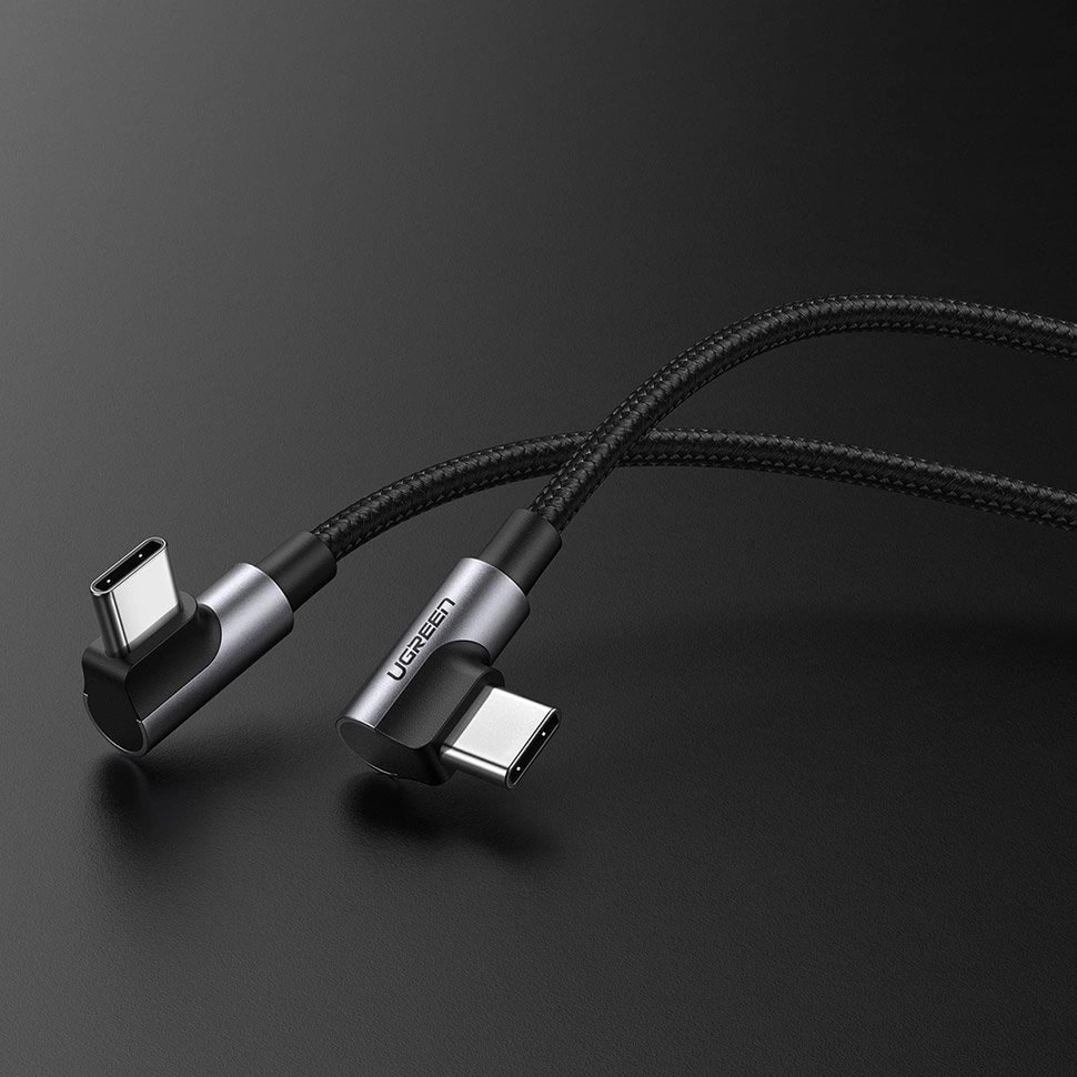 Kabel za podatke i punjenje USB-C - USB-C UGREEN US323 Angled, 60W, 2m, Crni