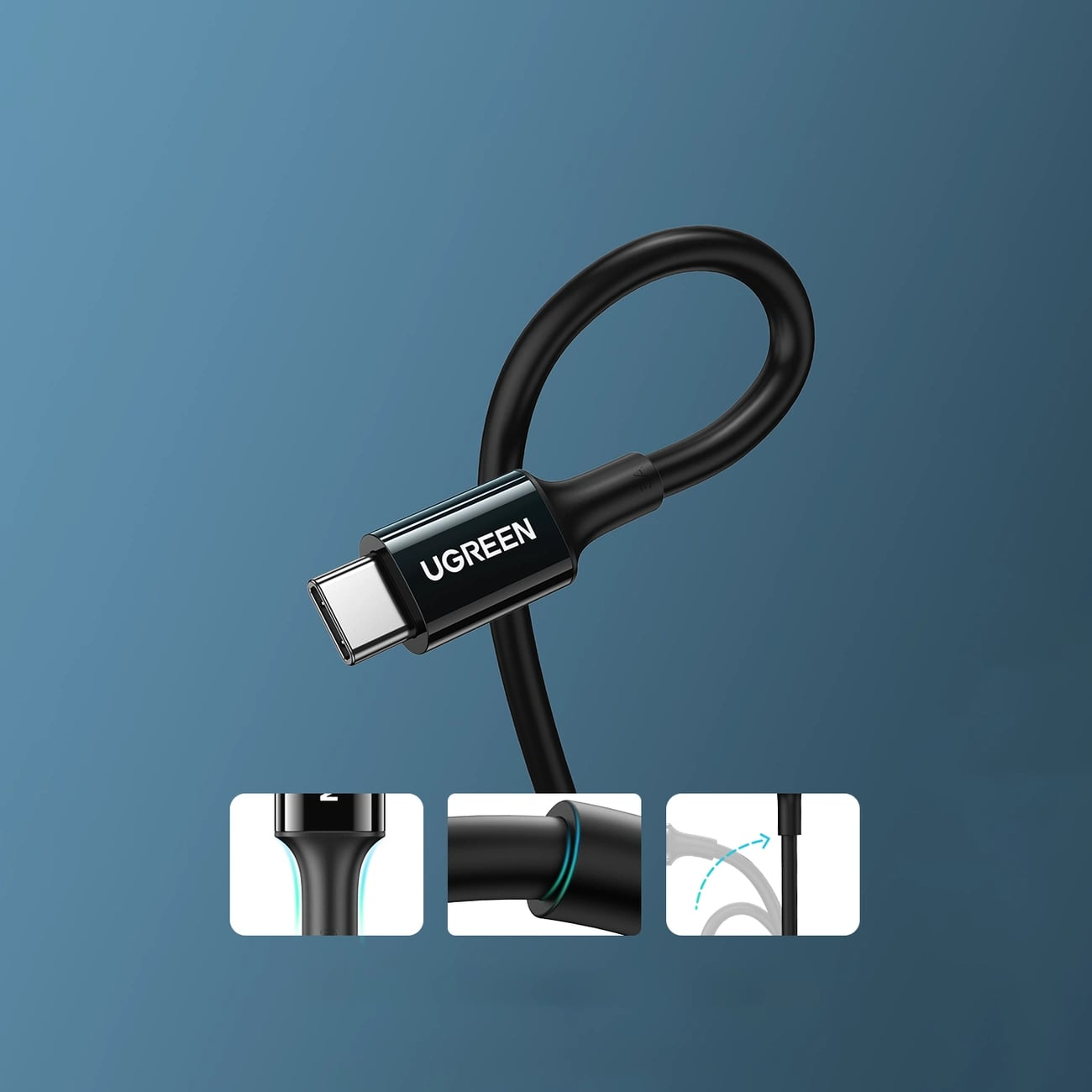Kabel za podatke i punjenje USB-C - USB-C UGREEN US300, 100W, 2m, Crni