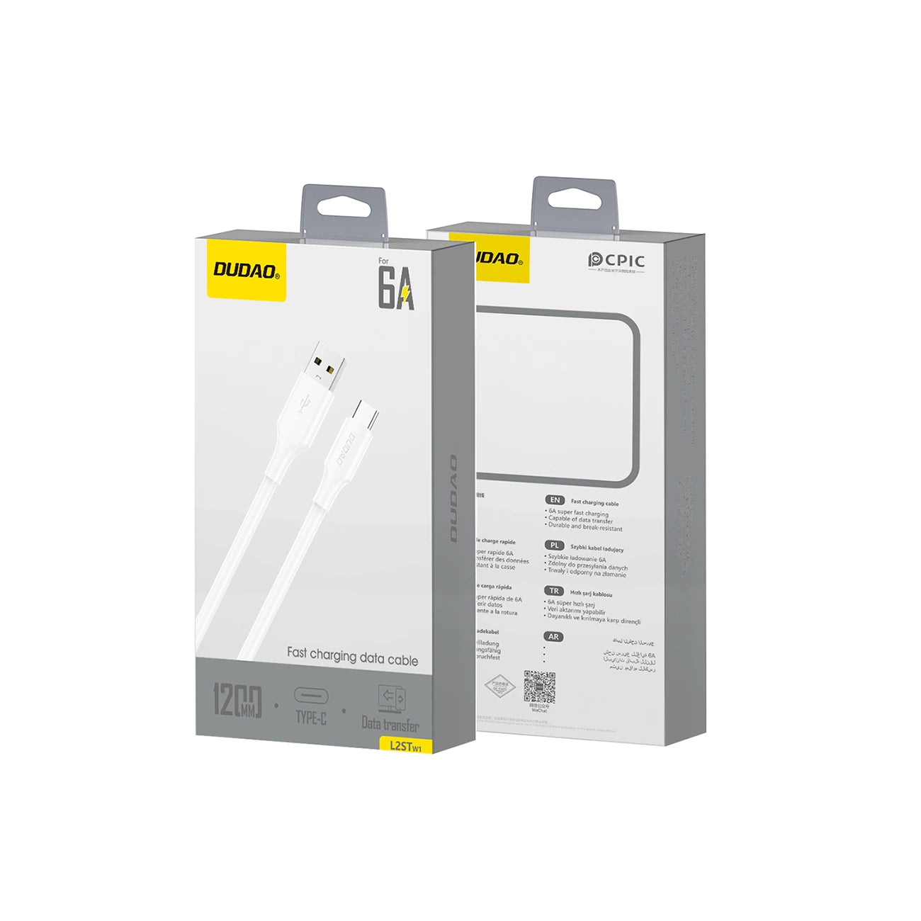 Kabel za podatke i punjenje USB-A - USB-C Dudao L2sT, 60W, 1.2m, Bijeli