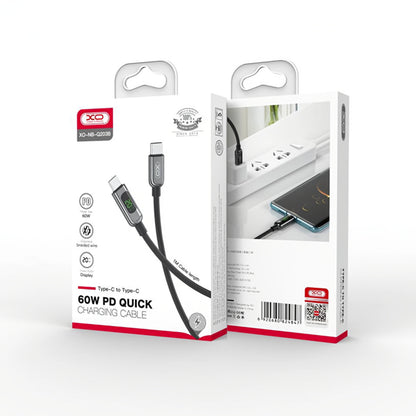 Kabel za podatke i punjenje USB-C - USB-C XO Design NB-Q203B Display, 60W, 1m, Crni