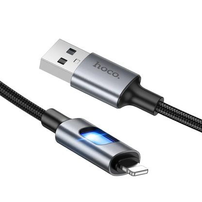 Kabel za podatke i punjenje USB-A - Lightning HOCO U144 Led, 18W, 1.2m, Crni