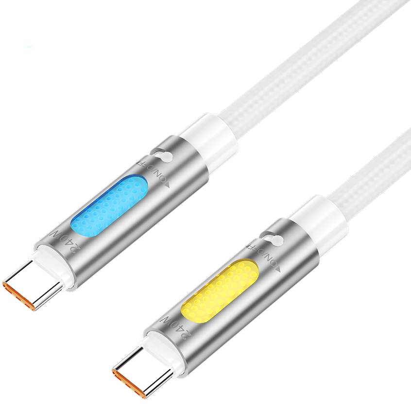 USB-C - USB-C kabel za prijenos podataka i punjenje BWOO X325C-C Led, 240W, 1.2m, Bijeli