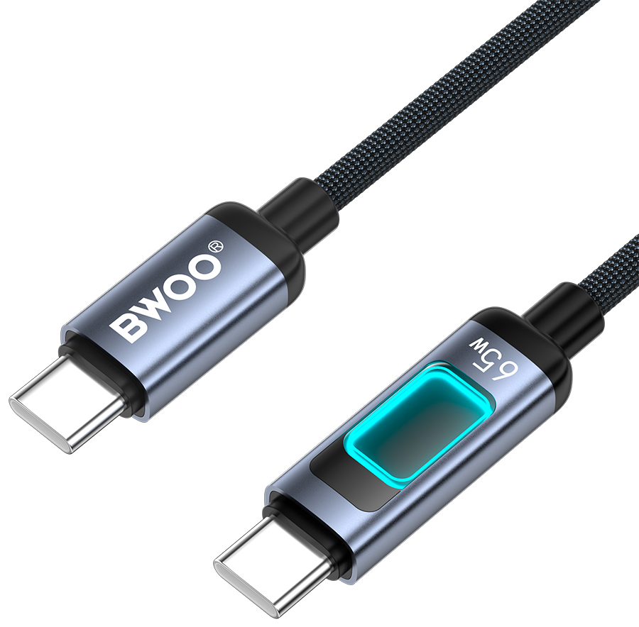 USB-C - USB-C kabel za prijenos podataka i punjenje BWOO X324CC Display, 65W, 1m, Crna
