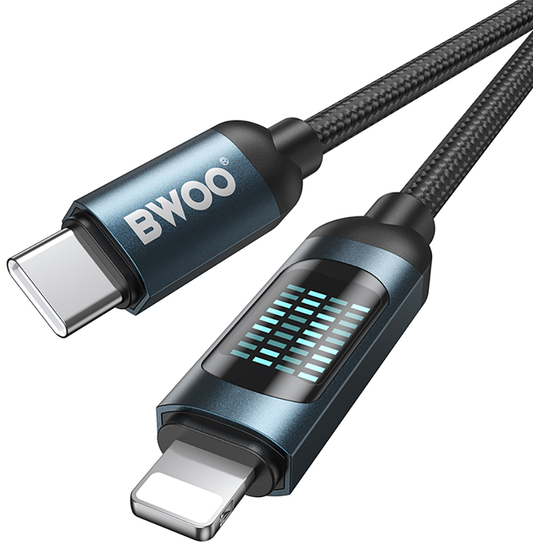 USB-C kabel za prijenos podataka i punjenje - Lightning BWOO X305 Display, 27W, 1m, Crna