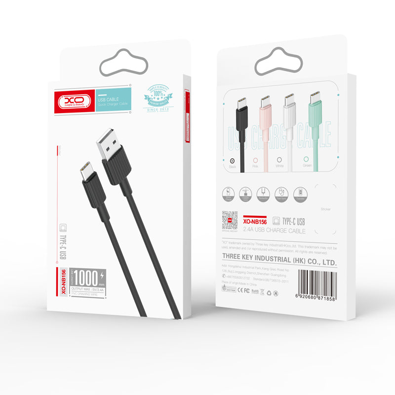 Kabel za podatke i punjenje USB-A - USB-C XO Design NB156, 18W, 1m, Crni