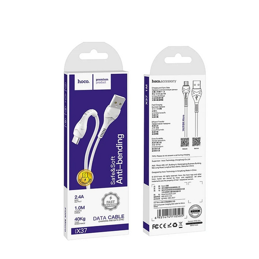 Kabel za podatke i punjenje USB-A - microUSB HOCO X37, 18W, 1m, Bijeli