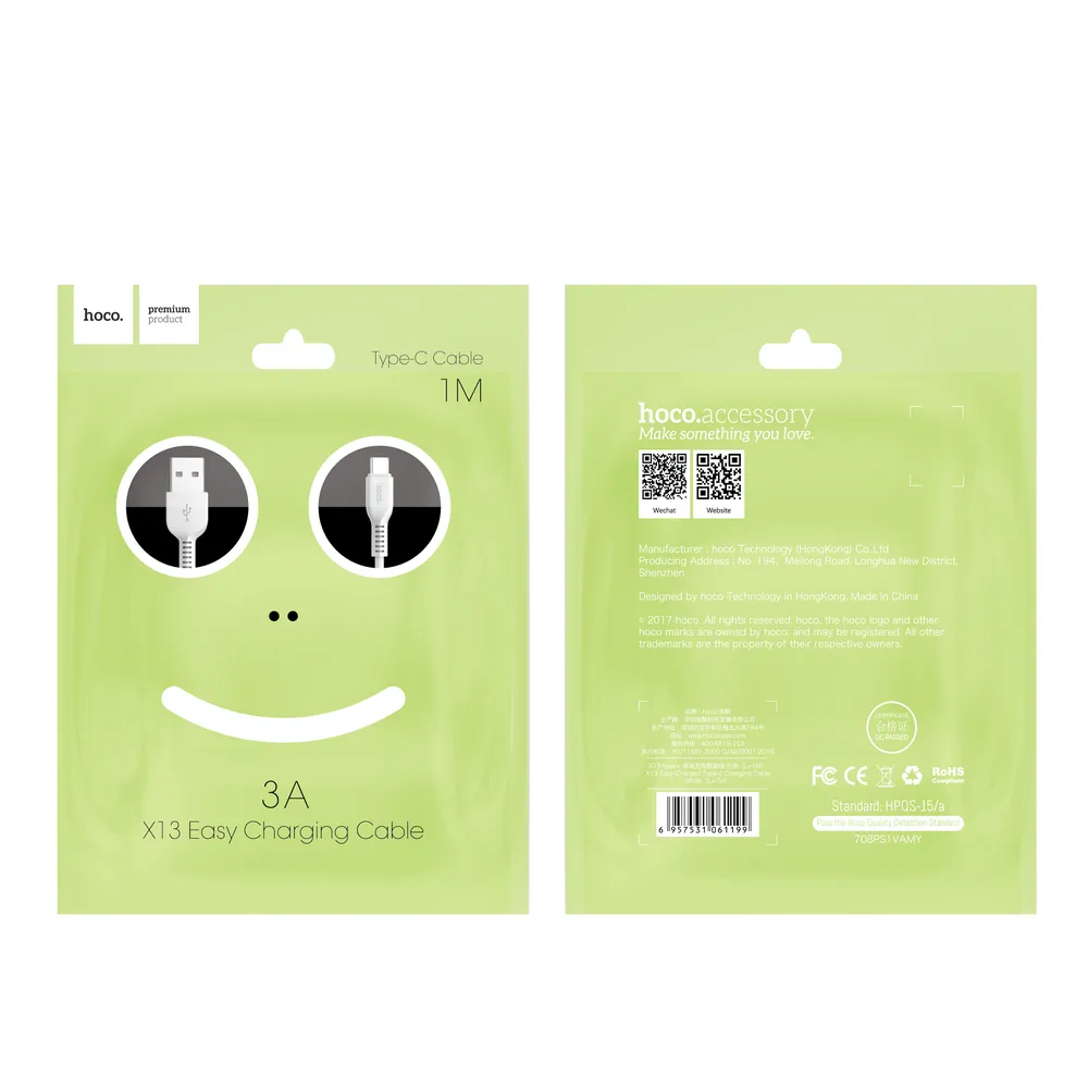 Kabel za podatke i punjenje USB-A - USB-C HOCO X13 Easy, 18W, 1m, Crni