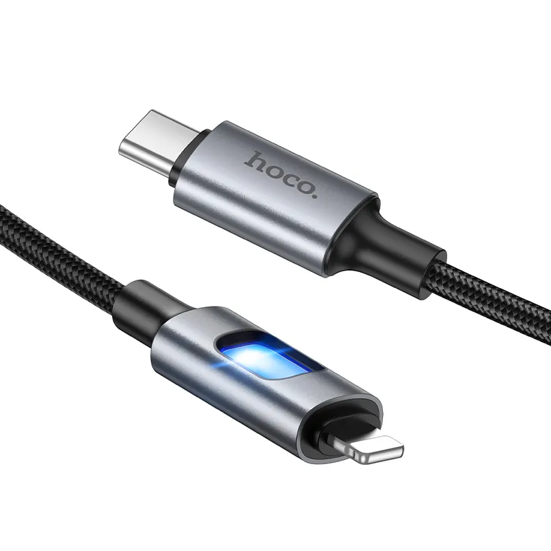 Kabel za prijenos podataka i punjenje USB-C - Lightning HOCO U144 Led, 27W, 1.2m, Crni
