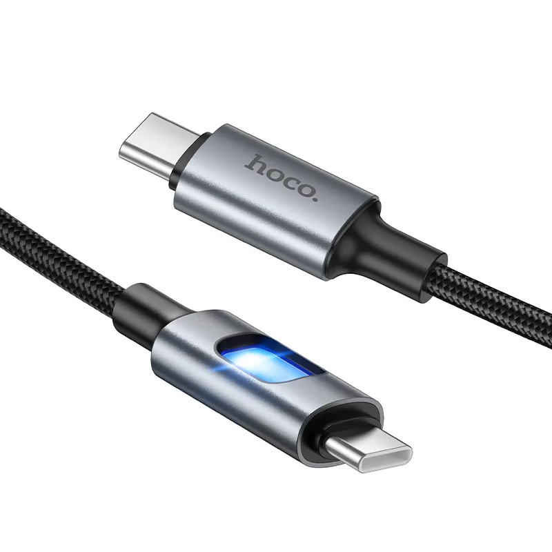 USB-C - USB-C HOCO U144 Led kabel za prijenos podataka i punjenje, 60W, 1.2m, Crna