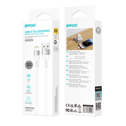 Kabel za prijenos podataka i punjenje USB-A - Lightning BWOO X280L, 15W, 1m, Bijeli