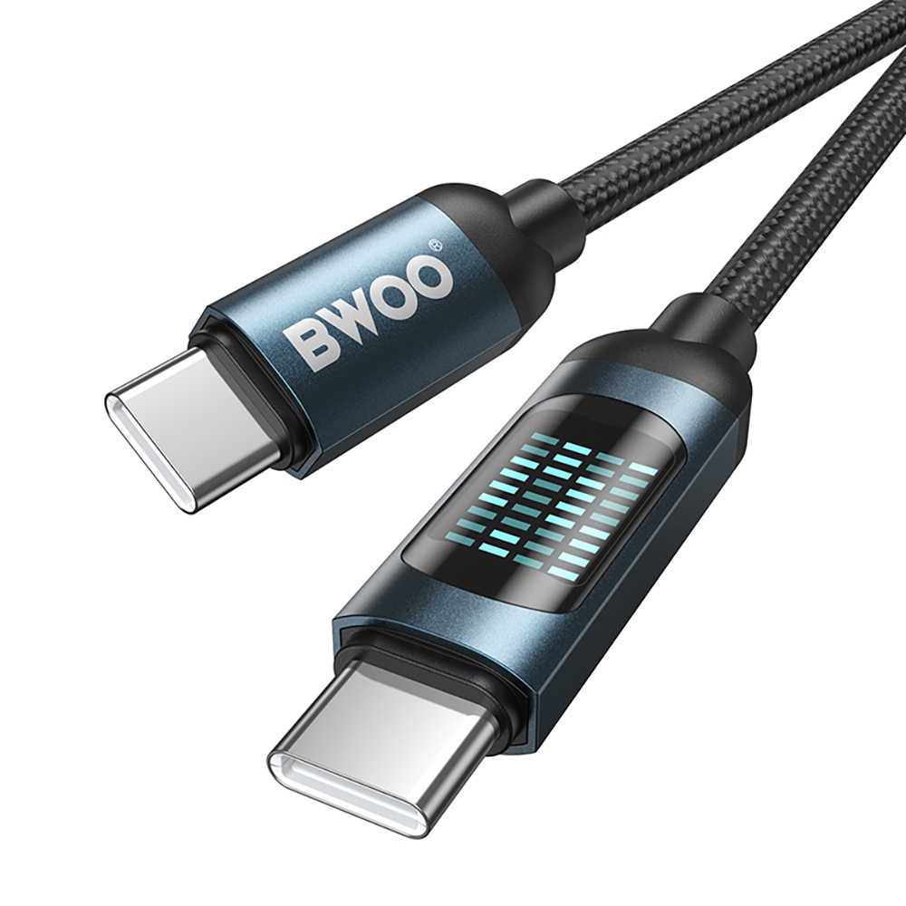 USB-C kabel za prijenos podataka i punjenje - USB-C BWOO BO-X304 Led, 60W, 1m, Crna