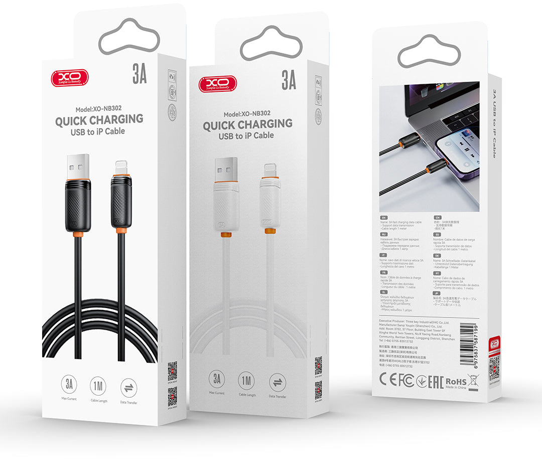 Kabel za prijenos podataka i punjenje USB-A - USB-C XO Design NB302, 18W, 1m, Crni