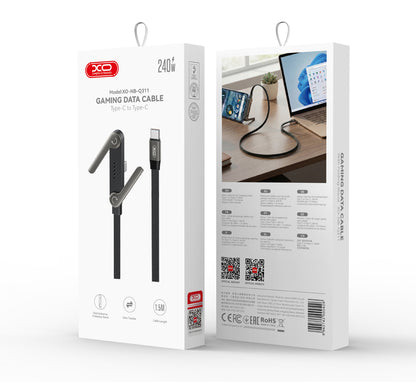 USB-C - USB-C kabel za prijenos podataka i punjenje XO Design NB-Q311, 240W, 1.5m, Crna