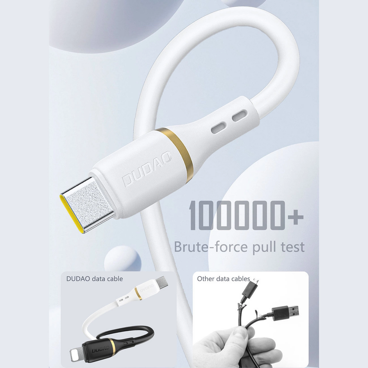 USB-C - USB-C kabel za prijenos podataka i punjenje Dudao L25C, 30W, 1m, bijeli