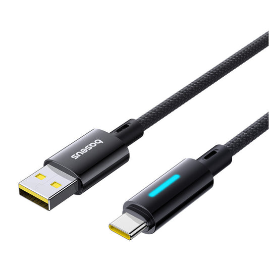 Kabel za podatke i punjenje USB-A - USB-C Baseus Lit Button Control, 100W, 2m, Crni P10379002121-01