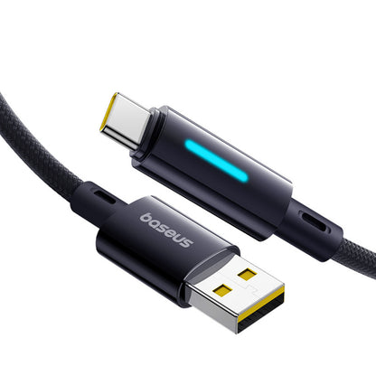 Kabel za podatke i punjenje USB-A - USB-C Baseus Lit Button Control, 100W, 2m, Crni P10379002121-01