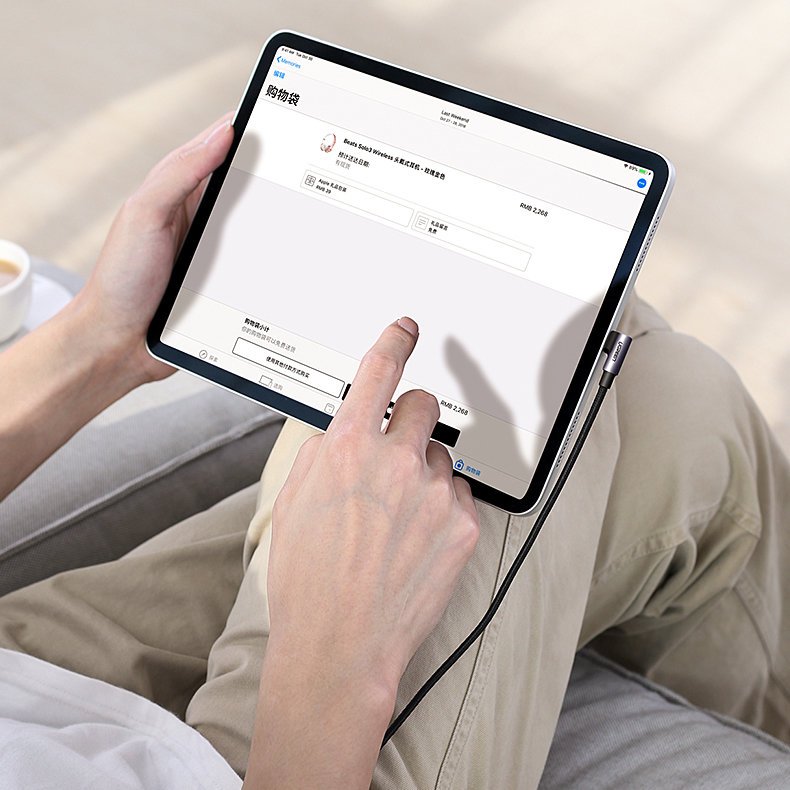 Kabel za Prijenos Podataka i Punjenje USB-C - USB-C UGREEN US255 Angled, 60W, 1m, Sivi