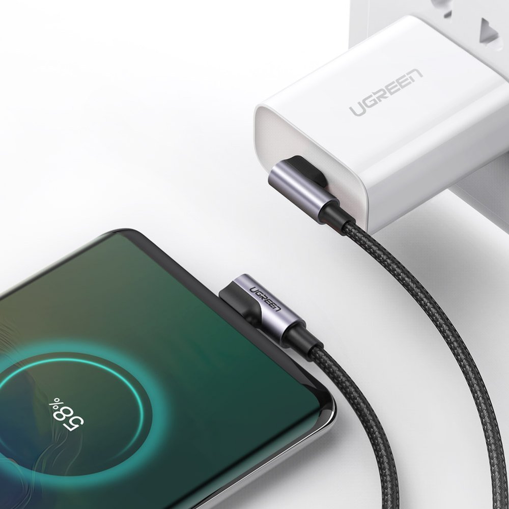 Kabel za Prijenos Podataka i Punjenje USB-C - USB-C UGREEN US323 Angled, 60W, 1m, Crni