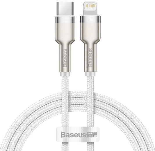 Kabel za podatke i punjenje USB-C - Lightning Baseus Cafule Metal Series, 20W, 2m, Bijeli CATLJK-B02