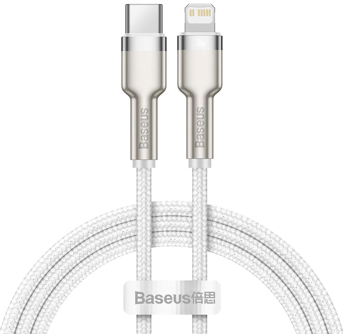 Kabel za Prijenos Podataka i Punjenje USB-C - Lightning Baseus Cafule Metal Series, 20W, 1m, Bijeli CATLJK-A02